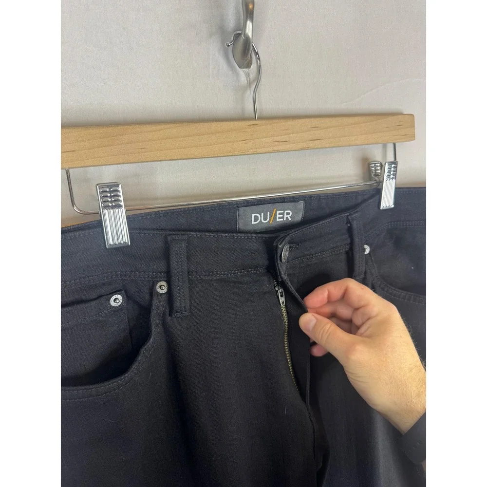 DU/ER L2X Relaxed Taper Performance Denim Jeans Black 36x32 COOLMAX